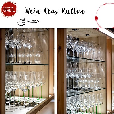 Ein guter Wein braucht den richtigen Rahmen, um seine ganze Kraft zu entfalten. Deshalb servieren wir unsere edlen Tropfen in rebsortenspezifischen Gläsern von Riedel.